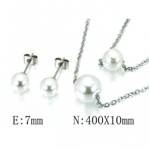 Wholesale Stainless Steel 316L Jewelry Pearl Sets NO.#BC21S0156LE