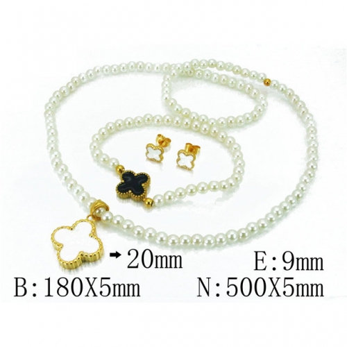 Wholesale Stainless Steel 316L Jewelry Pearl Sets NO.#BC64S1074JID