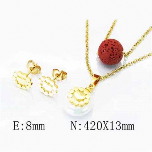 Wholesale Stainless Steel 316L Jewelry Pearl Sets NO.#BC26S0003M5