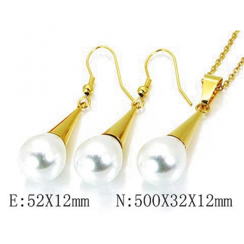 Wholesale Stainless Steel 316L Jewelry Pearl Sets NO.#BC06S1059HLD