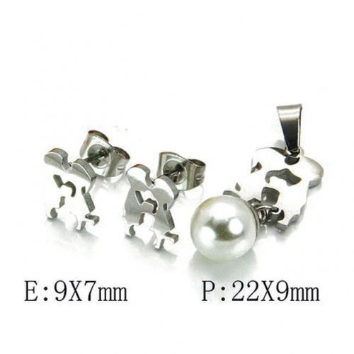 Wholesale Stainless Steel 316L Jewelry Pearl Sets NO.#BC58S0140KE