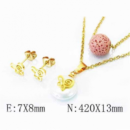 Wholesale Stainless Steel 316L Jewelry Pearl Sets NO.#BC26S0015ML