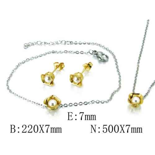 Wholesale Stainless Steel 316L Jewelry Pearl Sets NO.#BC59S1385OL