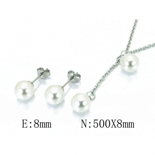 Wholesale Stainless Steel 316L Jewelry Pearl Sets NO.#BC59S1403KL