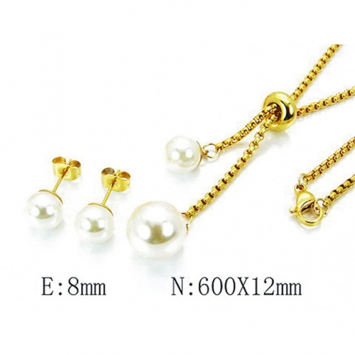 Wholesale Stainless Steel 316L Jewelry Pearl Sets NO.#BC59S2406BCY