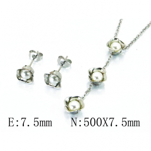 Wholesale Stainless Steel 316L Jewelry Pearl Sets NO.#BC59S1330NA