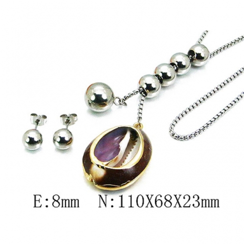 Wholesale Stainless Steel 316L Jewelry Shell Jewelry Sets NO.#BC59S2808HNZ
