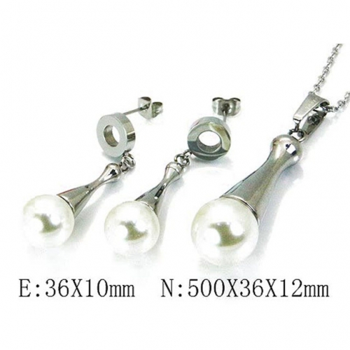 Wholesale Stainless Steel 316L Jewelry Pearl Sets NO.#BC06S1060HIF