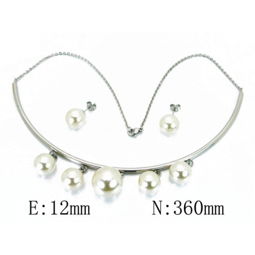 Wholesale Stainless Steel 316L Jewelry Pearl Sets NO.#BC41S0005HEE