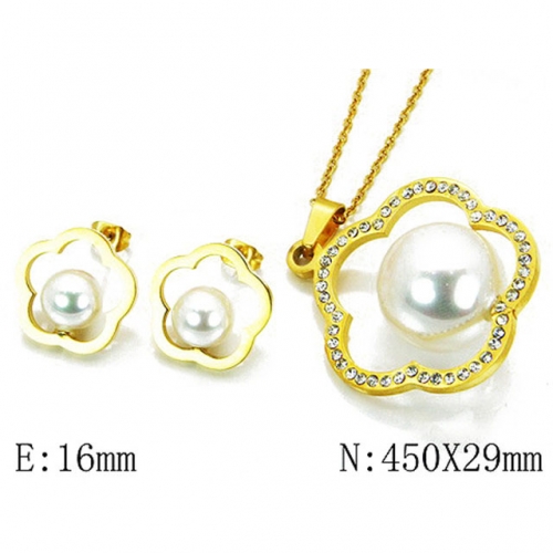 Wholesale Stainless Steel 316L Jewelry Pearl Sets NO.#BC21S0090HLW