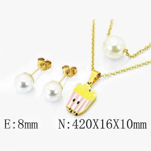 Wholesale Stainless Steel 316L Jewelry Pearl Sets NO.#BC26S0051ML