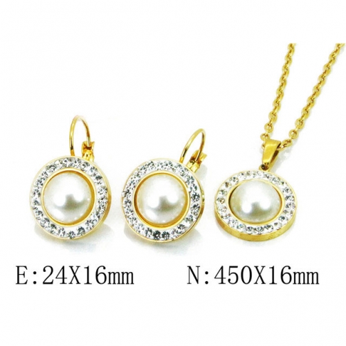 Wholesale Stainless Steel 316L Jewelry Pearl Sets NO.#BC67S0105OE