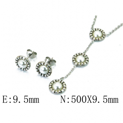 Wholesale Stainless Steel 316L Jewelry Pearl Sets NO.#BC59S1322NC