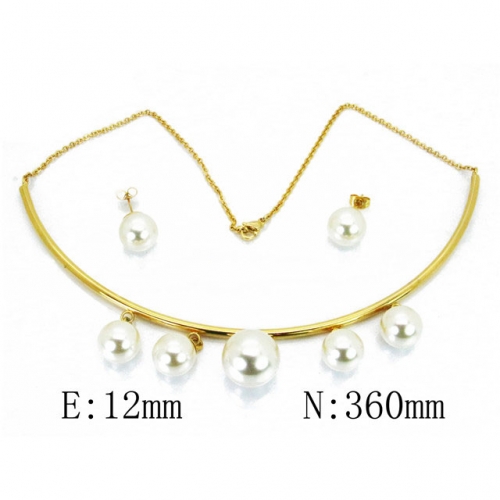 Wholesale Stainless Steel 316L Jewelry Pearl Sets NO.#BC41S0006HIR