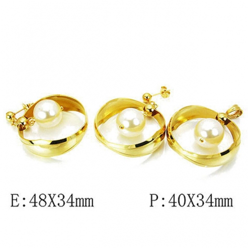 Wholesale Stainless Steel 316L Jewelry Pearl Sets NO.#BC64S0776HKS