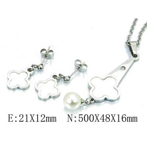 Wholesale Stainless Steel 316L Jewelry Pearl Sets NO.#BC41S0148PA