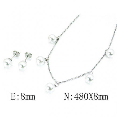 Wholesale Stainless Steel 316L Jewelry Pearl Sets NO.#BC59S2952ND