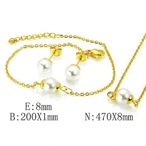 Wholesale Stainless Steel 316L Jewelry Pearl Sets NO.#BC59S2485MLQ