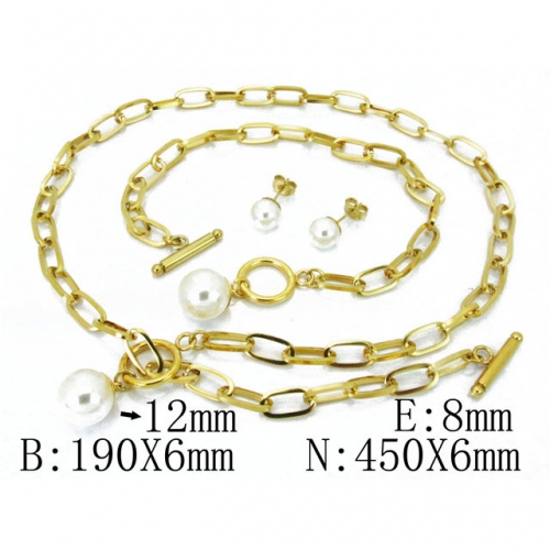Wholesale Stainless Steel 316L Jewelry Pearl Sets NO.#BC85S0316HLX