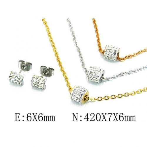 Wholesale Stainless Steel 316L Crystal & Zircon Sets NO.#BC41S0132HLF