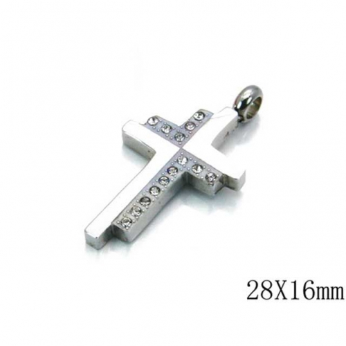 Wholesale Stainless Steel 316L Zircon Cross Pendants NO.#BC06P0180NZ
