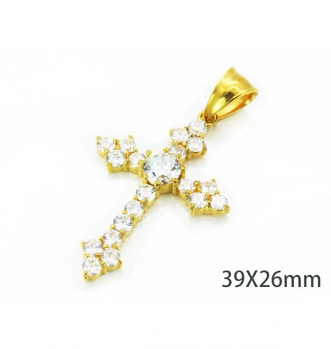 Wholesale Stainless Steel 316L Zircon Cross Pendants NO.#BC15P0139HOT