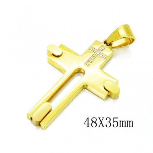 Wholesale Stainless Steel 316L Zircon Cross Pendants NO.#BC13P0985HLX