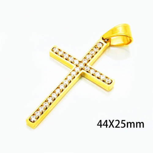 Wholesale Stainless Steel 316L Zircon Cross Pendants NO.#BC15P0198HHL