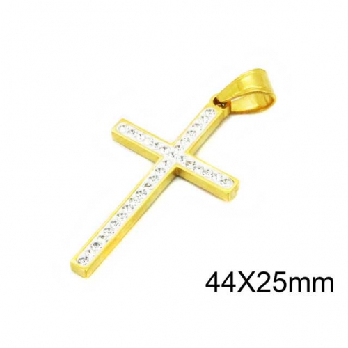 Wholesale Stainless Steel 316L Zircon Cross Pendants NO.#BC15P0229HDD