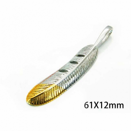 Wholesale Stainless Steel 316L Feather Pendants NO.#BC22P0347HJF