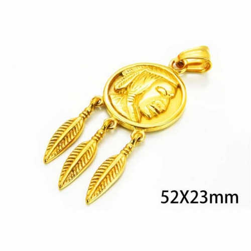 Wholesale Stainless Steel 316L Feather Pendants NO.#BC22P0355HMD