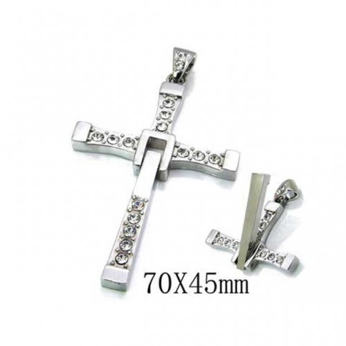 Wholesale Stainless Steel 316L Zircon Cross Pendants NO.#BC06P0789H50