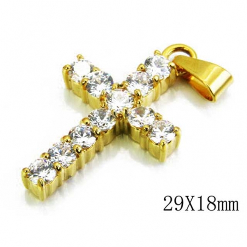 Wholesale Stainless Steel 316L Zircon Cross Pendants NO.#BC46P0093HIL