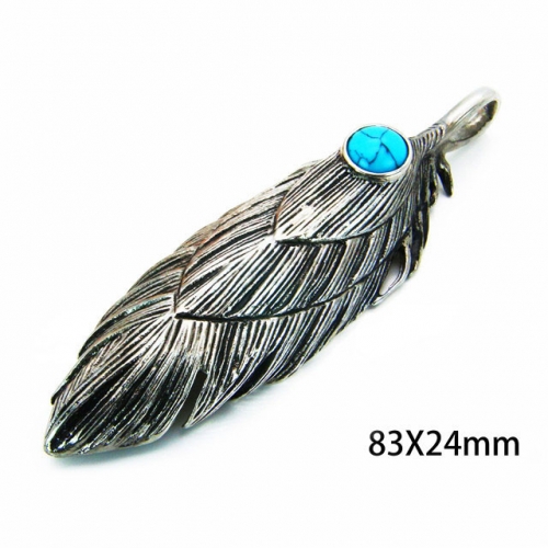 Wholesale Stainless Steel 316L Feather Pendants NO.#BC06P0185HJD