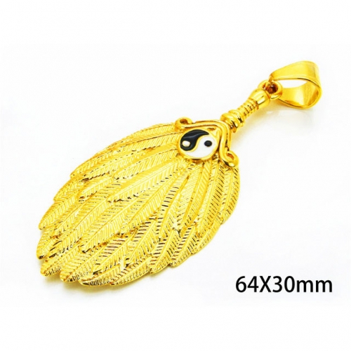 Wholesale Stainless Steel 316L Feather Pendants NO.#BC06P0190HHD