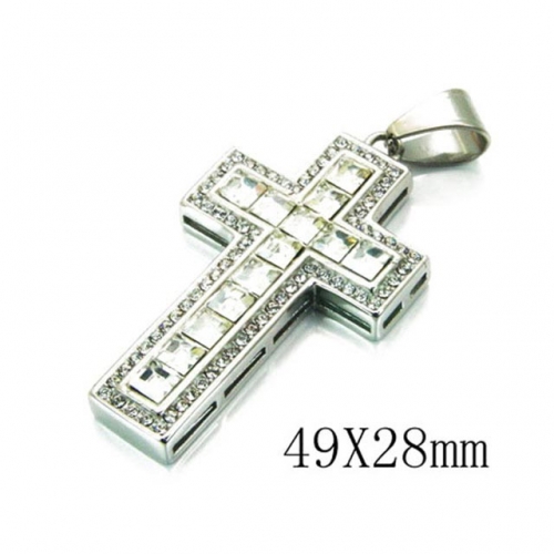 Wholesale Stainless Steel 316L Zircon Cross Pendants NO.#BC13P0226HKA