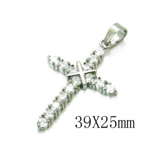 Wholesale Stainless Steel 316L Zircon Cross Pendants NO.#BC13P0469HHQ