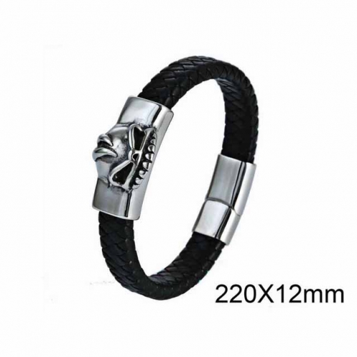 BC Jewelry Wholesaler Skull Leather Bracelet NO.#SJ6B121