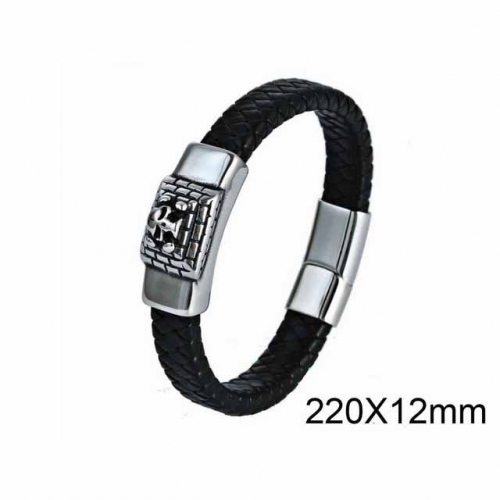 BC Jewelry Wholesaler Skull Leather Bracelet NO.#SJ6B144