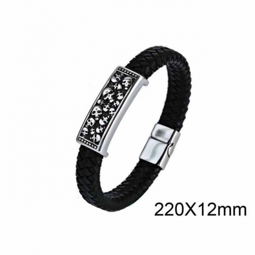 BC Jewelry Wholesaler Skull Leather Bracelet NO.#SJ6B031