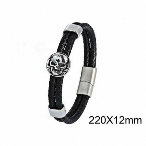 BC Jewelry Wholesaler Skull Leather Bracelet NO.#SJ6B103