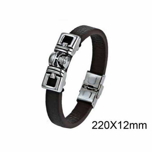 BC Jewelry Wholesaler Skull Leather Bracelet NO.#SJ6B125