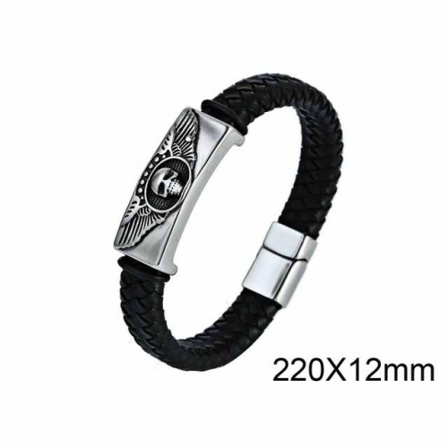 BC Jewelry Wholesaler Skull Leather Bracelet NO.#SJ6B012