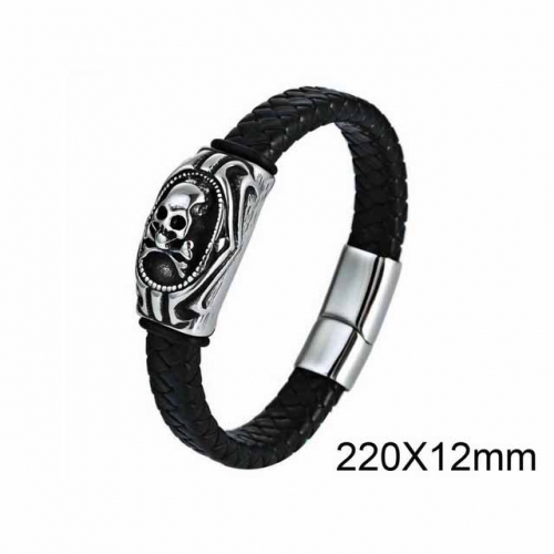 BC Jewelry Wholesaler Skull Leather Bracelet NO.#SJ6B105