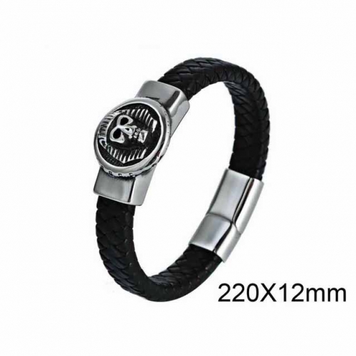 BC Jewelry Wholesaler Skull Leather Bracelet NO.#SJ6B126