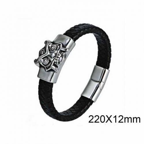 BC Jewelry Wholesaler Skull Leather Bracelet NO.#SJ6B081