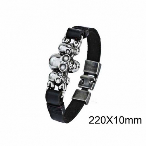 BC Jewelry Wholesaler Skull Leather Bracelet NO.#SJ6B072