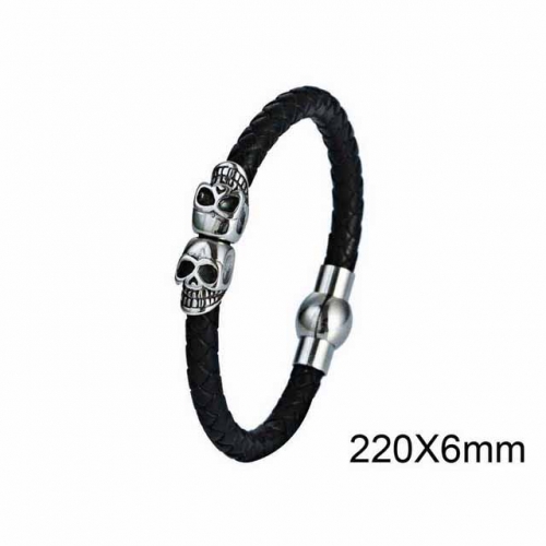 BC Jewelry Wholesaler Skull Leather Bracelet NO.#SJ6B166