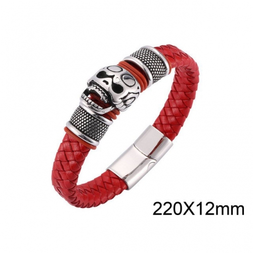 BC Wholesale Jewelry Skull Leather Bracelet NO.#SJ13B0236IIL