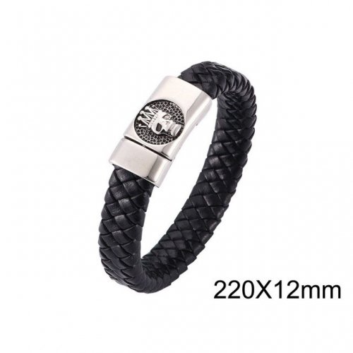 BC Wholesale Jewelry Skull Leather Bracelet NO.#SJ13B0061HLL